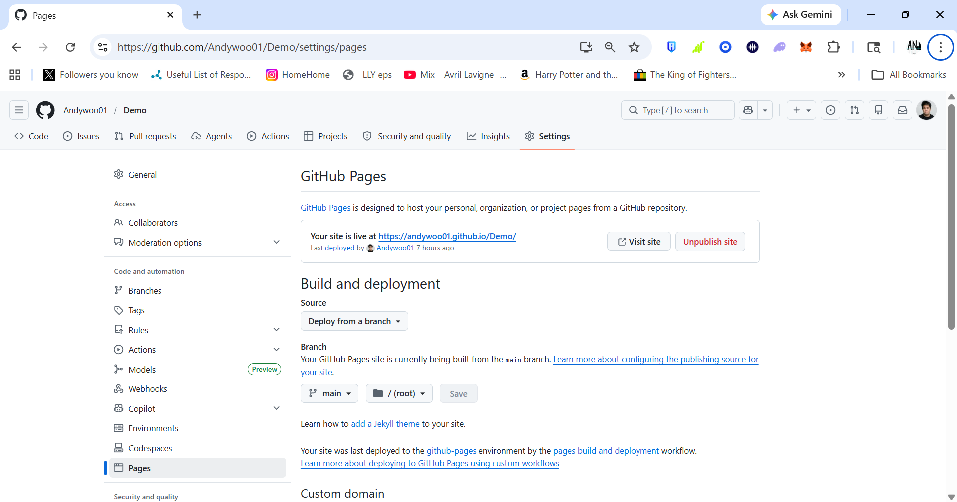 Published GitHub Pages website link